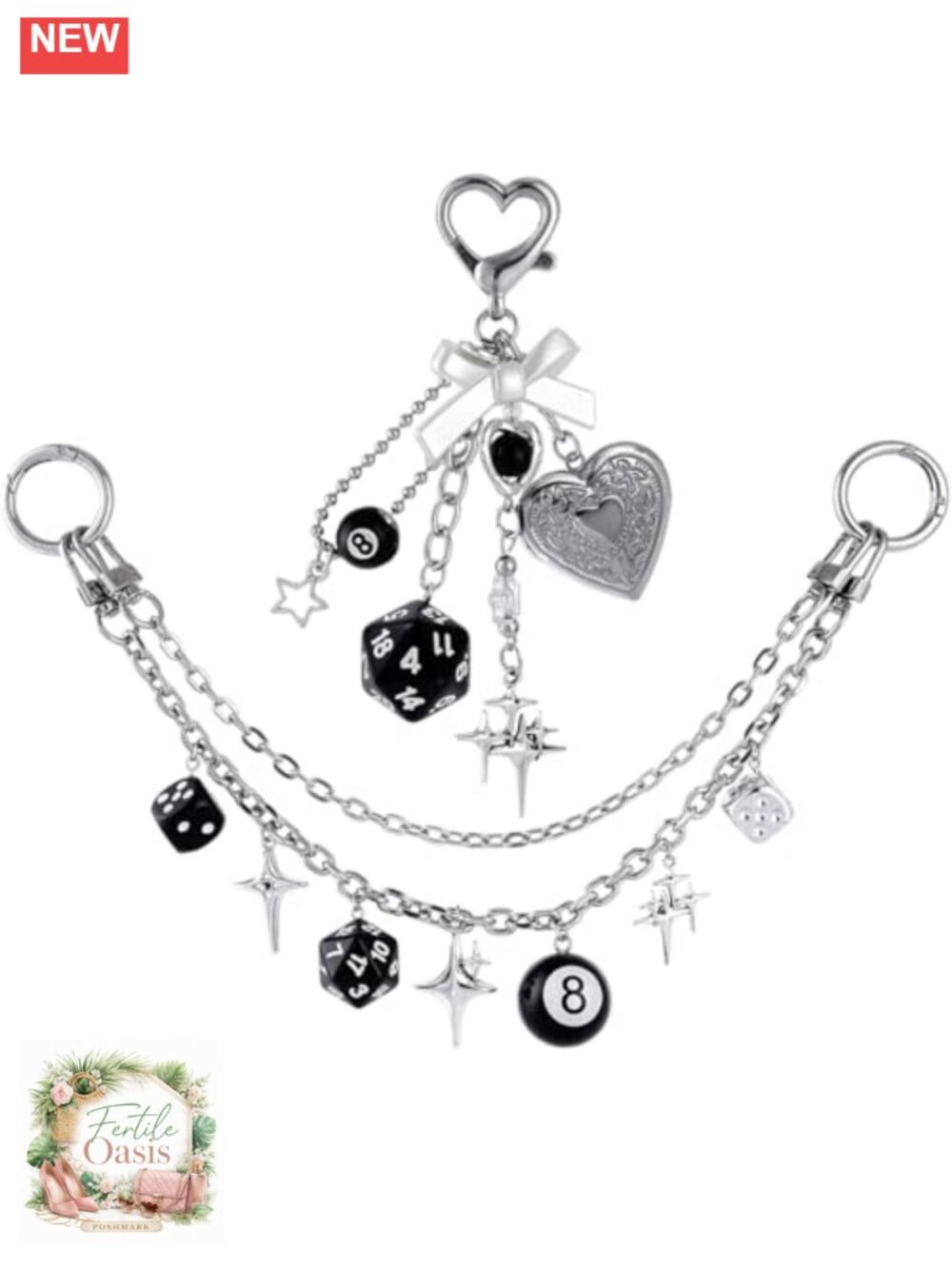 2 Pcs Bag Charms for Handbags Silver Y2K Purse Chain Extender Women